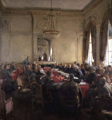 Et møde i Interallied Superior Council i Trianon Palace, Versailles, juli 1918 af Herbert Arnould Olivier