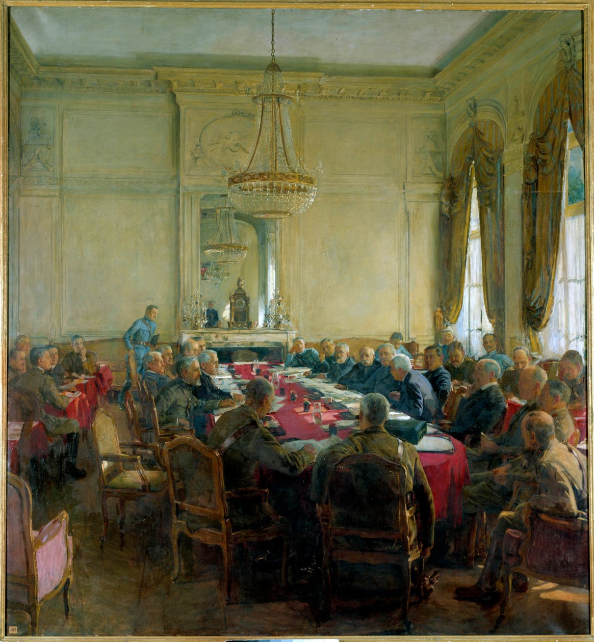 Første verdenskrig (1914-1918): "Et møde i Superior Council på Trianon Palace i Versailles i juli 1918" af Herbert Arnould Olivier