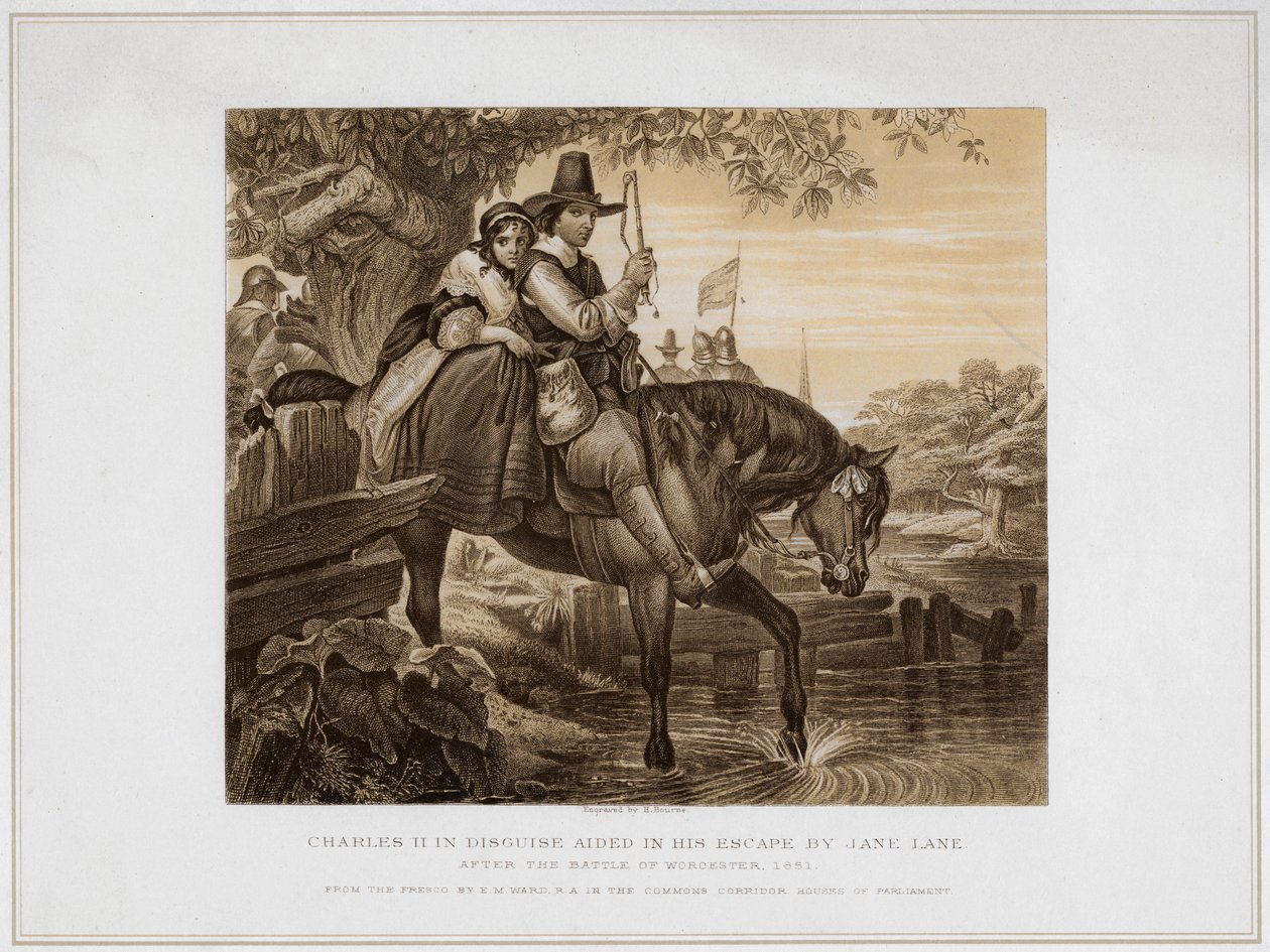 Charles II in Disguise Aided in his Escape af Jane Lane...1651, 19. århundrede af Herbert Bourne