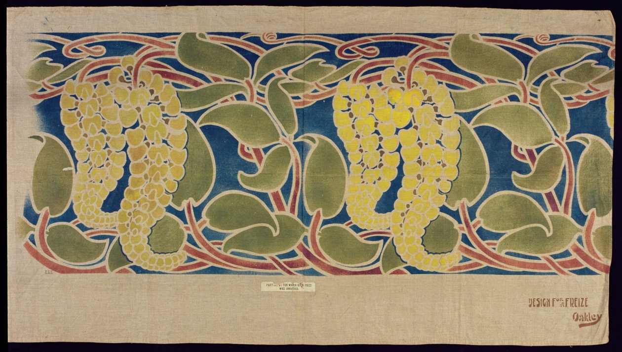 Stencileret tekstilprøve, ca. 1896 af Herbert C. Oakley