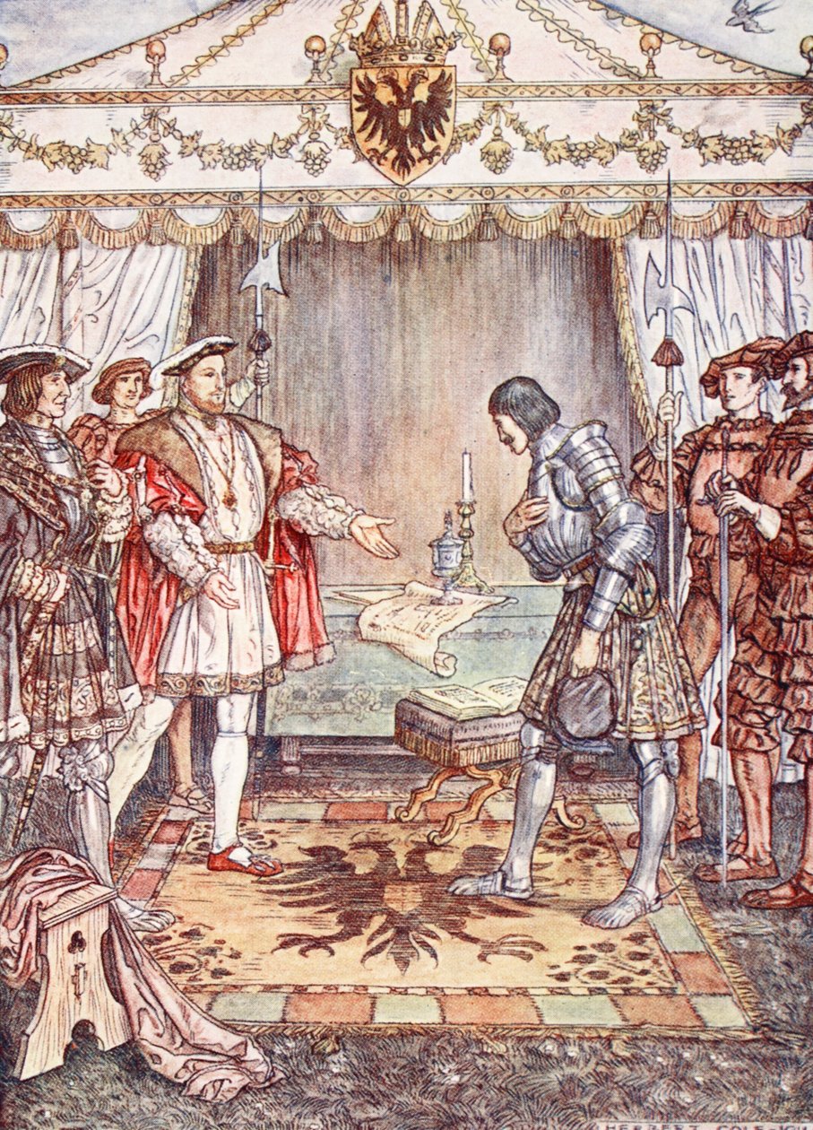 Bayard præsenteret for Henry VIII, illustration fra 