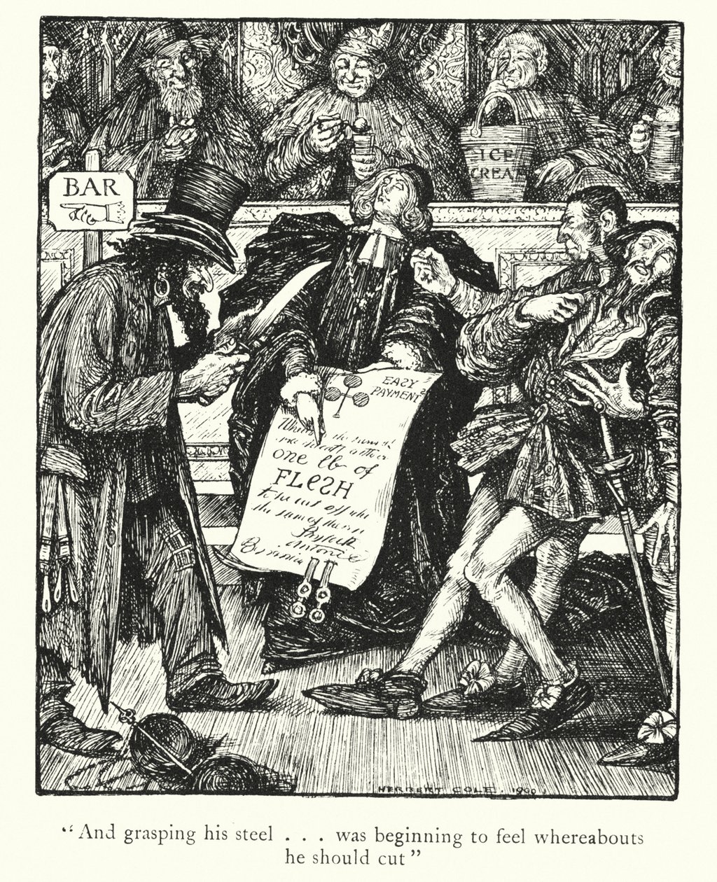 Ingoldsby Legends: Købmanden i Venedig (litografi) af Herbert Cole