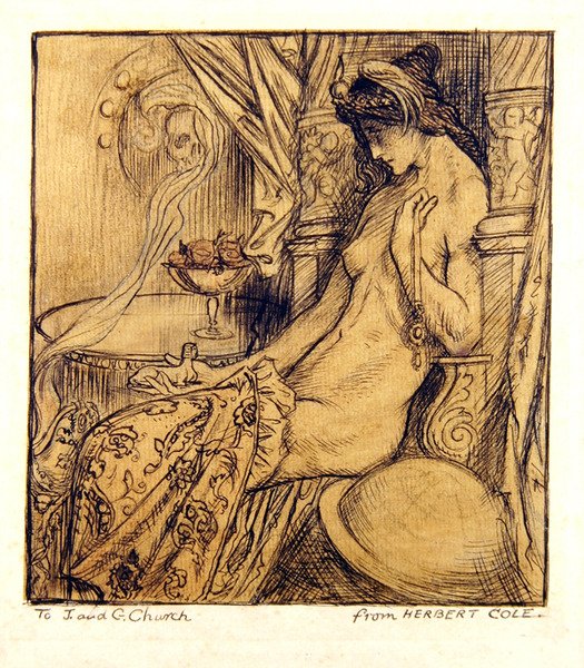 The Sphynx (blæk, blyant og akvarel på papir) af Herbert Cole