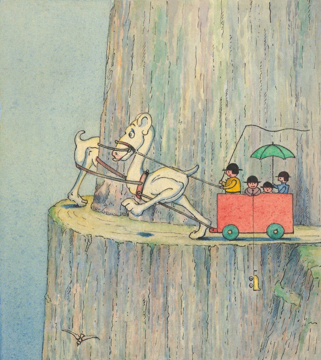 Figurer, der går op ad en klippevej, ca. 1910 af Herbert E. Crowley