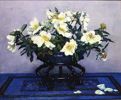 Angelico, gule roser i en vase af Herbert Gustave Schmalz