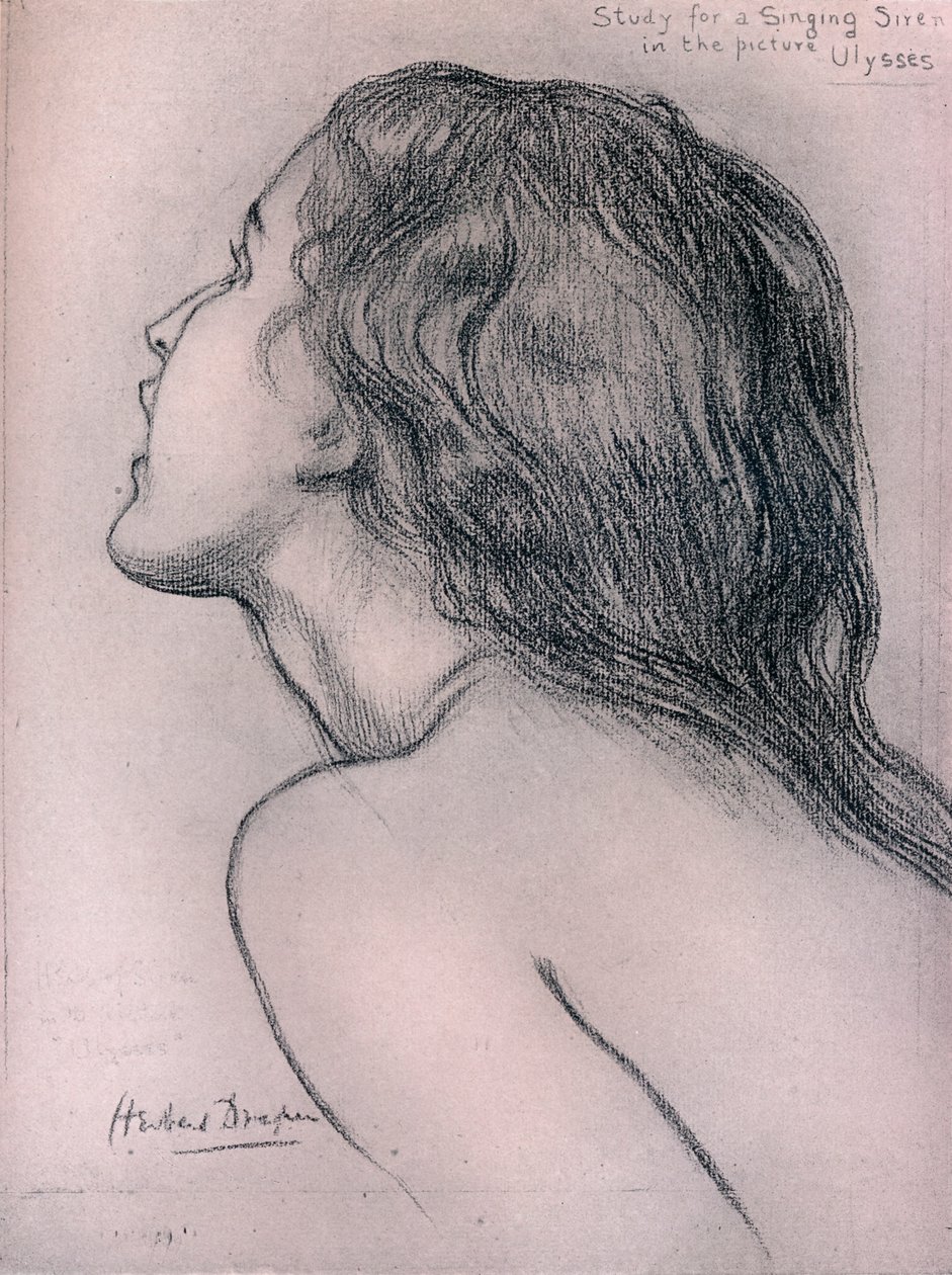 Studie for en syngende sirene, c1909 af Herbert James Draper