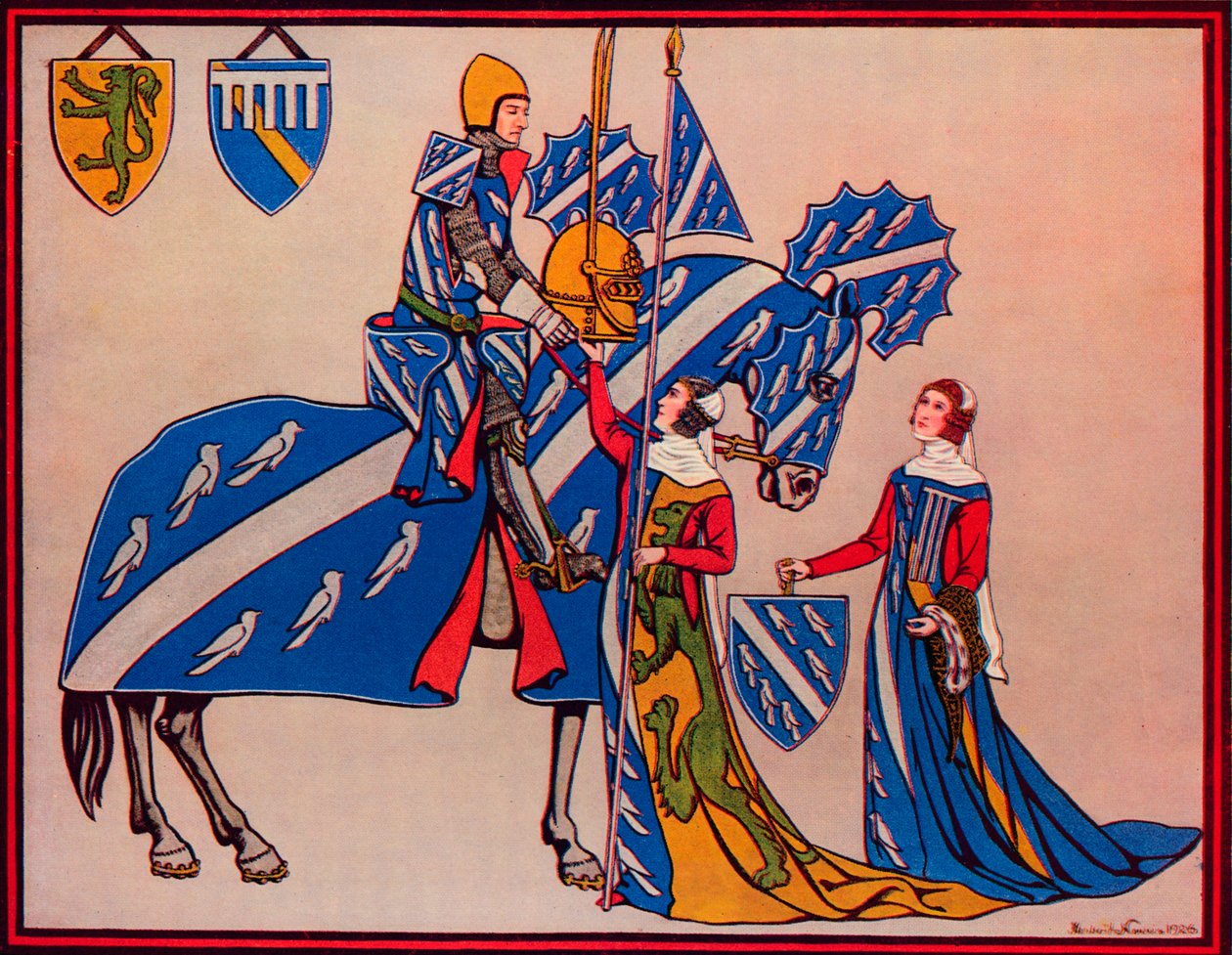 Sir Geoffrey Luttrell, hans kone og svigerdatter, c1340, 1926 af Herbert Norris
