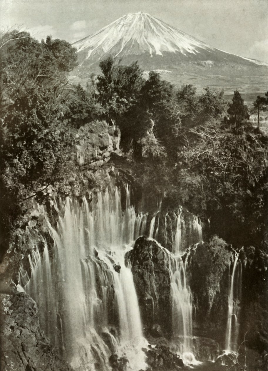 Fuji og Shira-Ito-vandfaldet, 1910. af Herbert Ponting