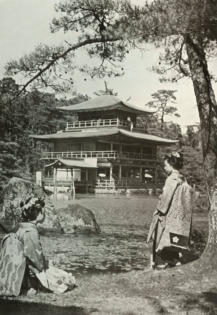 Kinkakuji Den Gyldne Pavillon, 1910. af Herbert Ponting