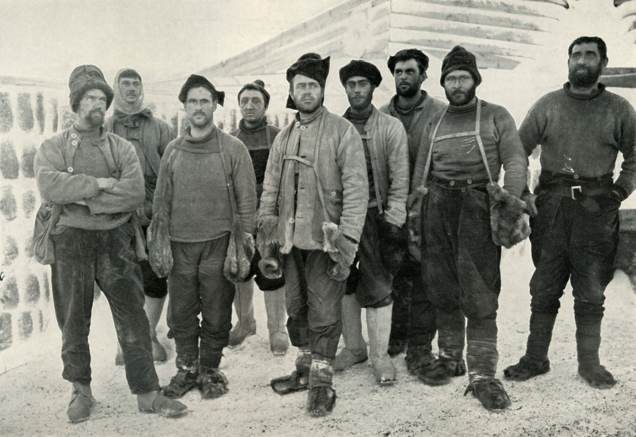 Depôt-læggende og vestlige partier på deres tilbagevenden til Cape Evans, 13. april 1911, 1913. af Herbert Ponting
