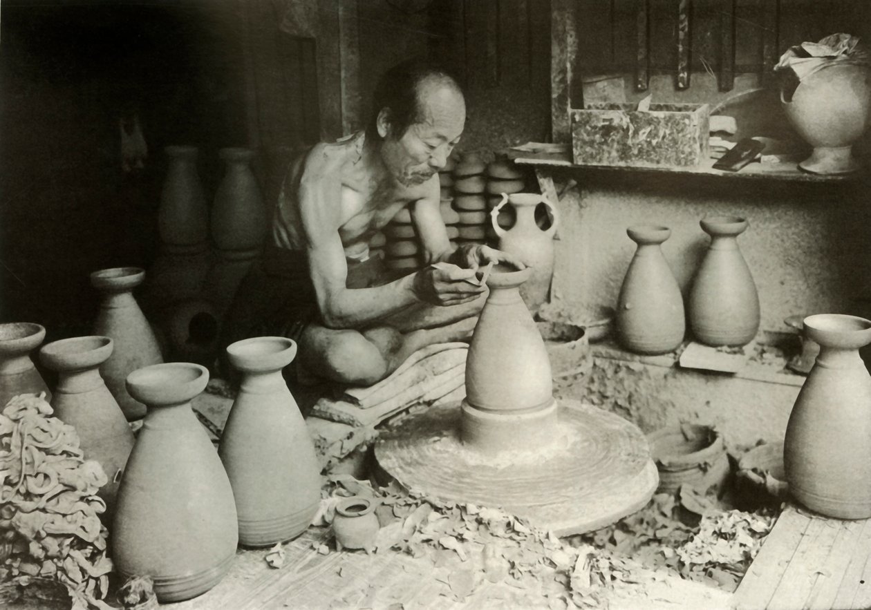 Pottemageren ved hans hjul, 1910. af Herbert Ponting