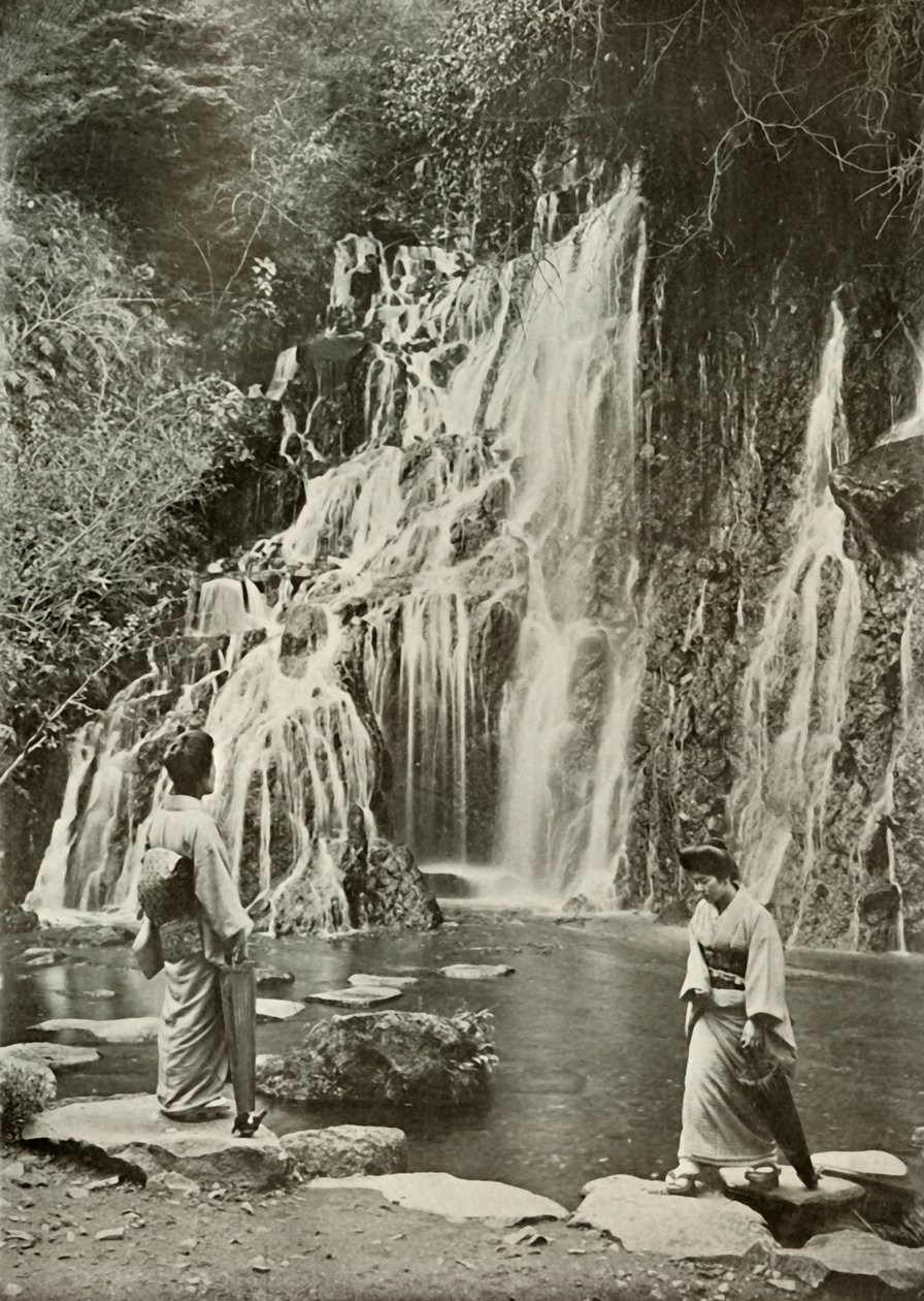 Vandfaldet af faldende juveler ved Yumoto, 1910. af Herbert Ponting
