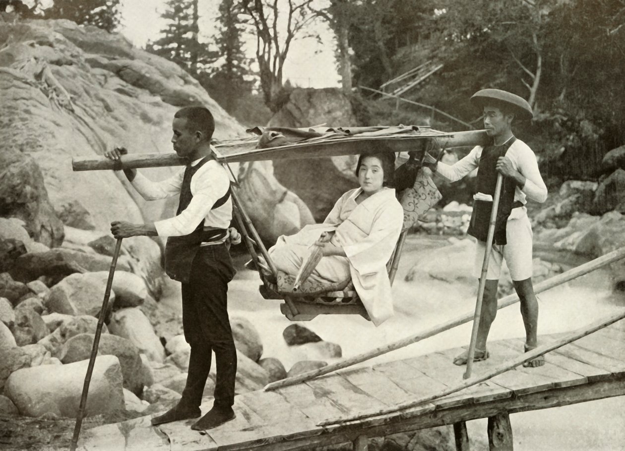 Rejser med Yama-Kago i Hakone-bjergene, 1910. af Herbert Ponting