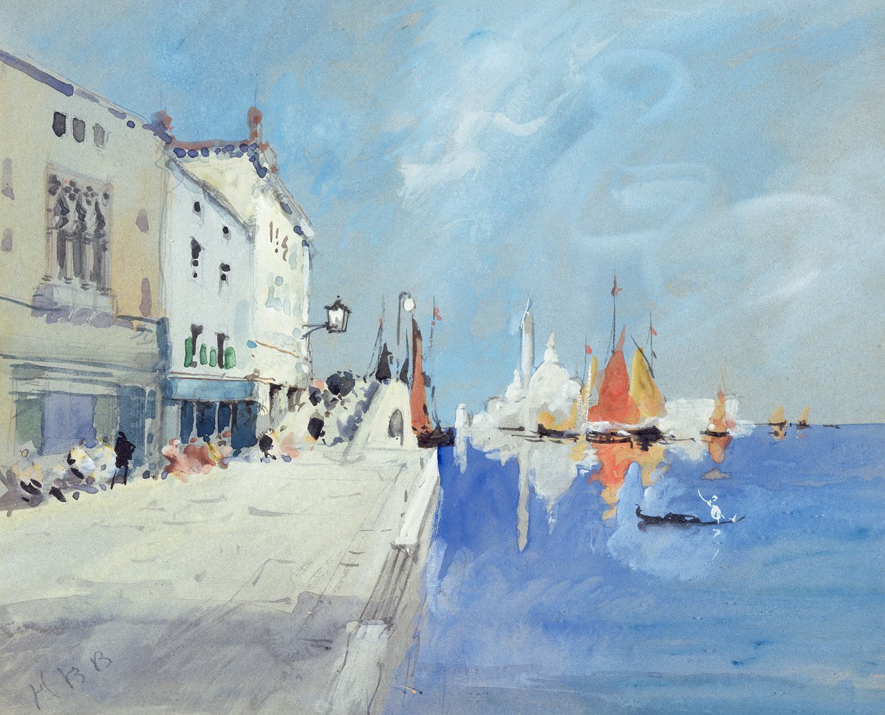 Fondamenta delle Zattere, Venedig (blyant og gouache) af Hercules Brabazon Brabazon