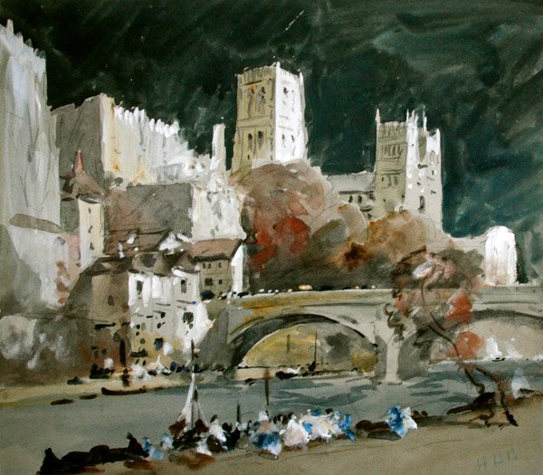 Durham (akvarel og kropsfarve på tonet papir) af Hercules Brabazon Brabazon