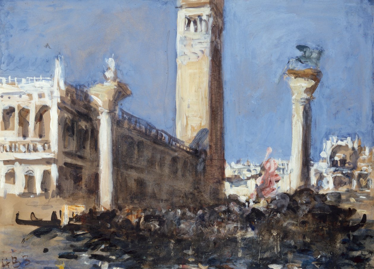 Piazzetta fra kanalen (blyant, akvarel og kropsfarve) af Hercules Brabazon Brabazon