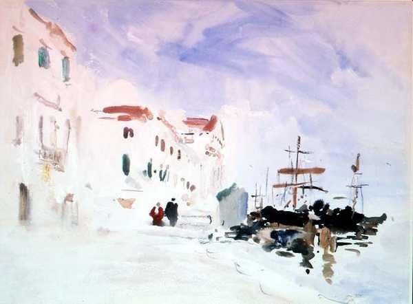 Skibe fortøjet nær Redentore, Venedig af Hercules Brabazon Brabazon