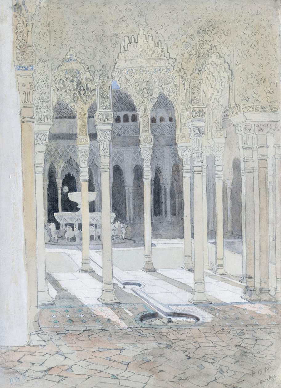 Løvegården, Alhambra, Granada, Spanien af Hercules Brabazon Brabazon