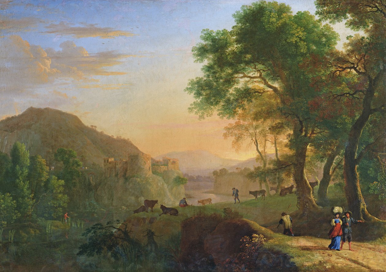 Solnedgang, Italien af Herman van Swanevelt