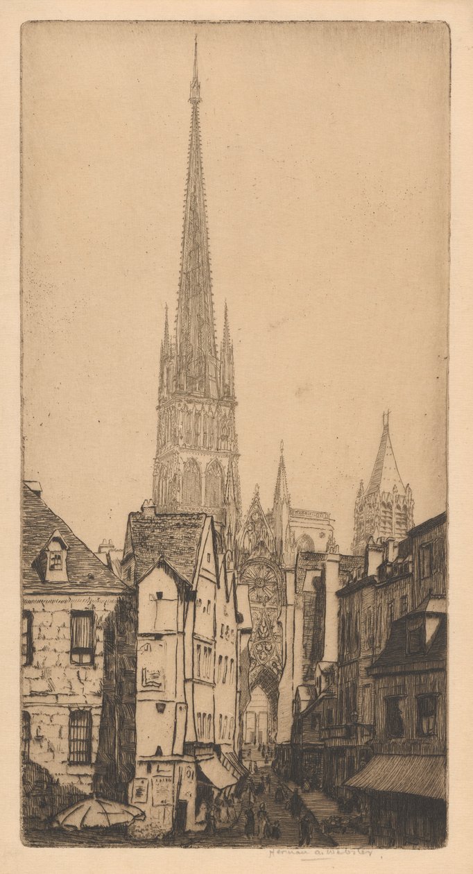 Spire of Rouen Cathedral, La Fl?che, Rouen af Herman Armour Webster