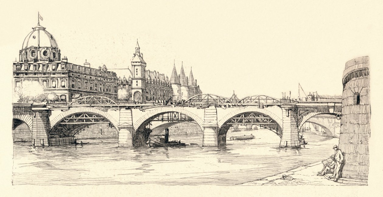 Arbejder på den gamle Pont Notre-Dame, 1913 1915 af Herman Armour Webster