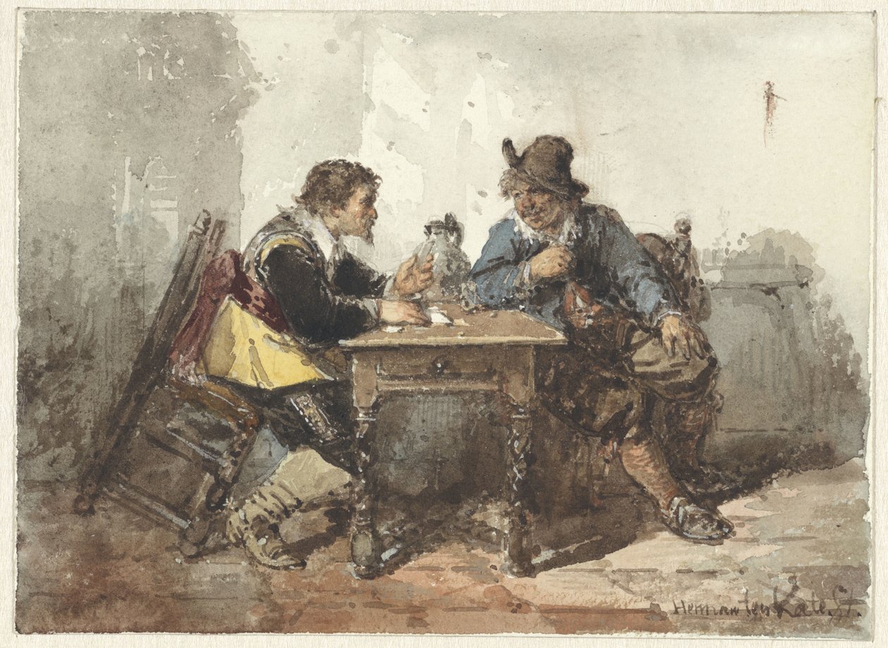 To mænd sad ved et bord af Herman Frederik Carel ten Kate