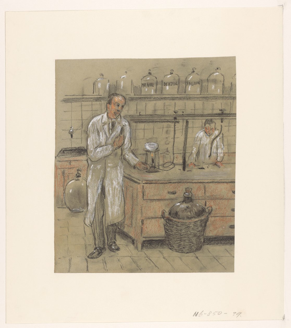 To mænd i et laboratorium af Herman Heijenbrock (possibly)