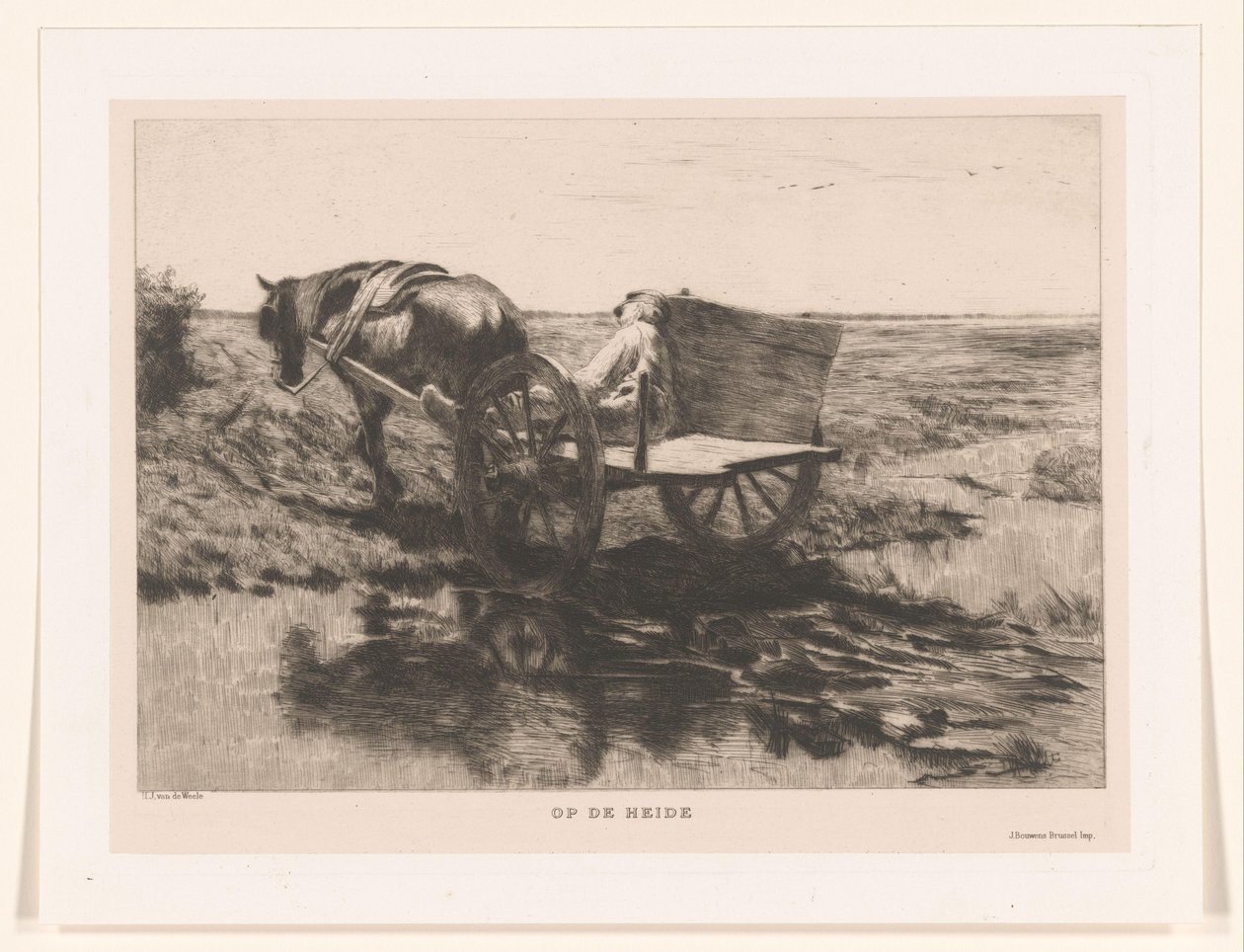 Hestevogn på heden På heden (titel på objekt) af Herman Johannes van der Weele