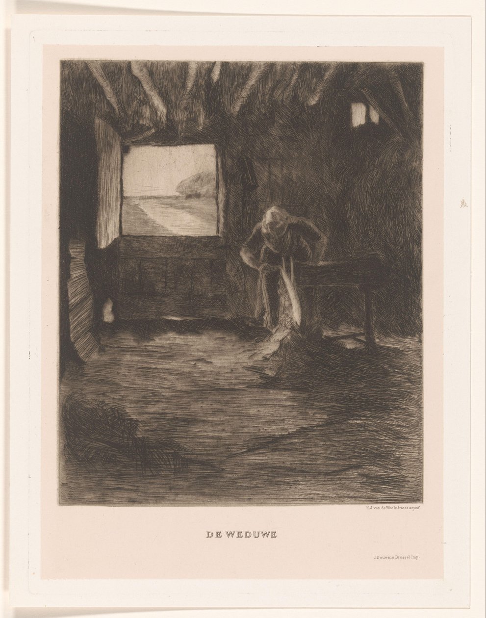 Kvinde i en lade Enken (titel på objekt) af Herman Johannes van der Weele