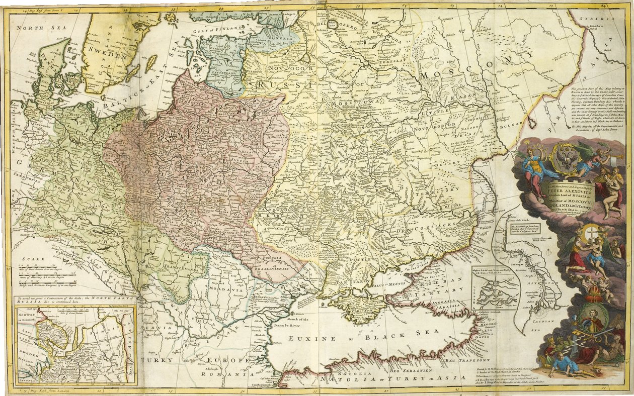 Kort over Muscovy af Herman Moll
