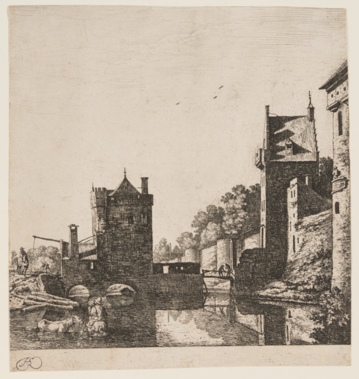 Die Wittevrouwen-Poort i Utrecht af Herman Saftleven