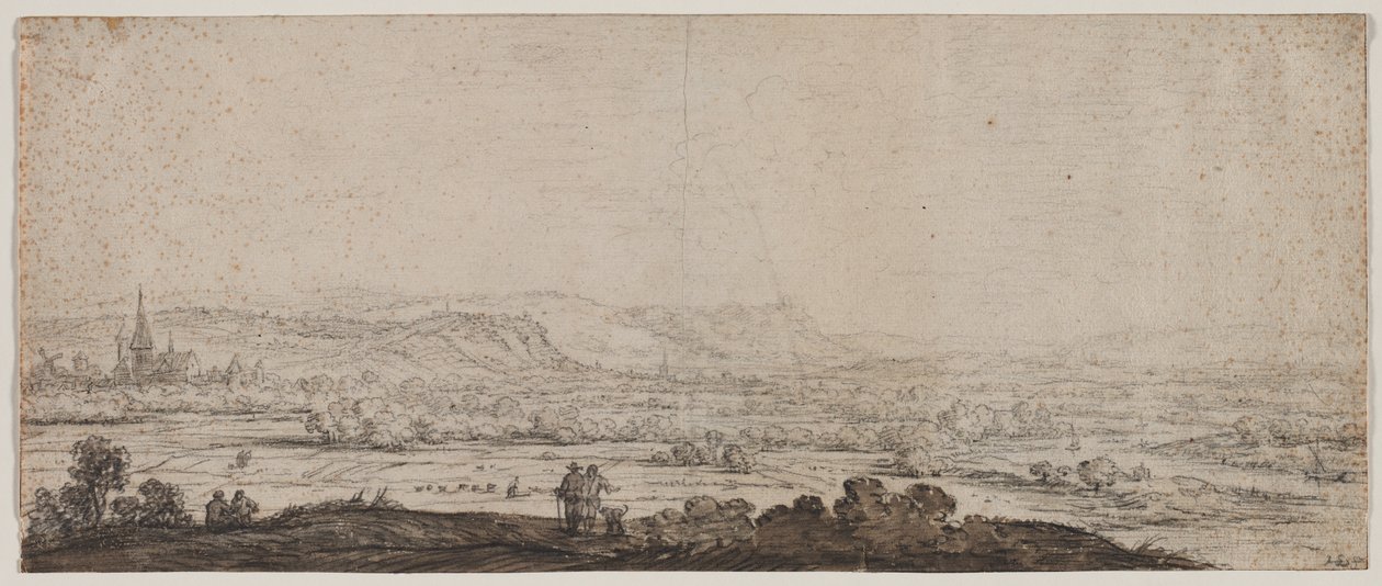Landskab med landsbyen Schenkenschanz, Gelderland af Herman Saftleven