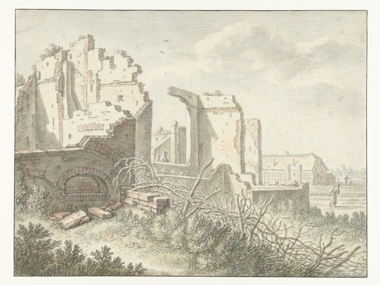 Ruin udenfor Wittevrouwenpoort i Utrecht af Herman Saftleven