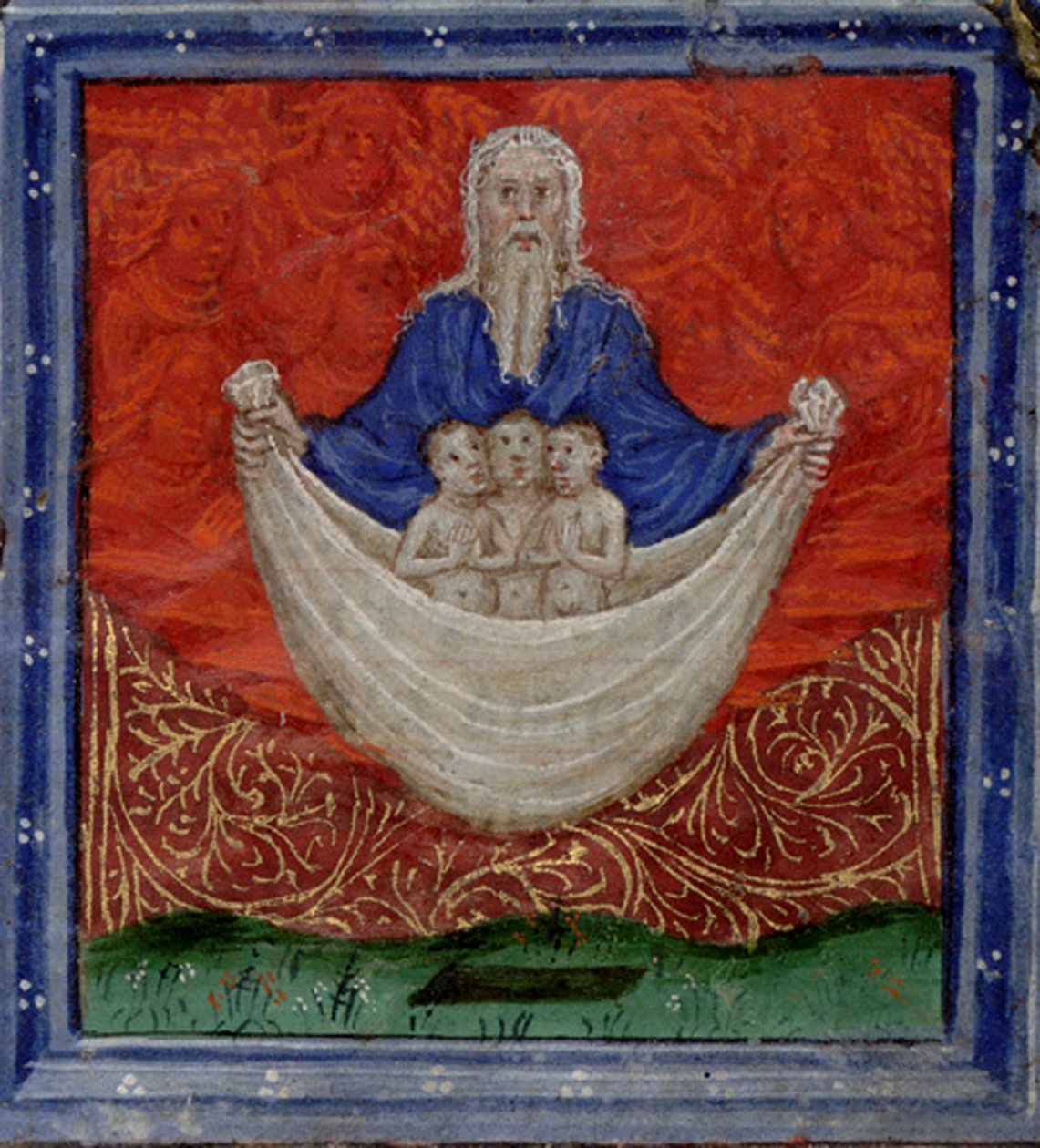Gud Faderen med tre sjæle, opstået fra den døde Timebog, ca. 1410 af Herman Scheerre