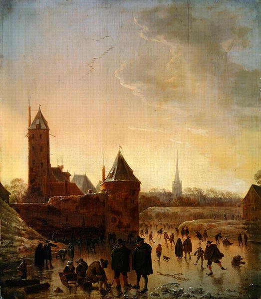Skøjteløb foran Utrechts bymure af Herman the Younger Saftleven