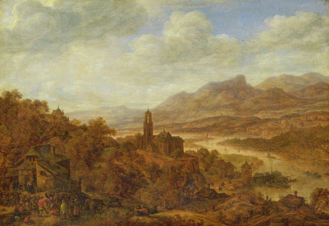 Landskab med floden Rhinen, 1652 af Herman the Younger Saftleven