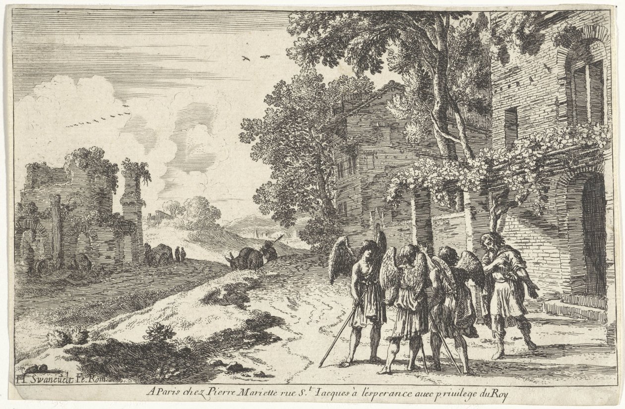 Abraham modtager de tre engle Det gamle testamente afbildninger (serietitel) af Herman van Swanevelt