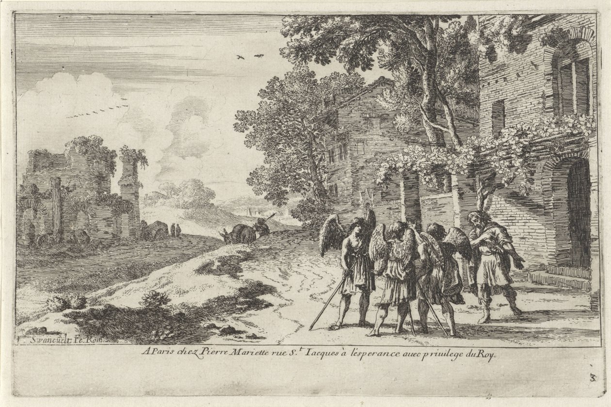 Abraham modtager de tre engle Gamle Testamente afbildninger (serietitel) af Herman van Swanevelt