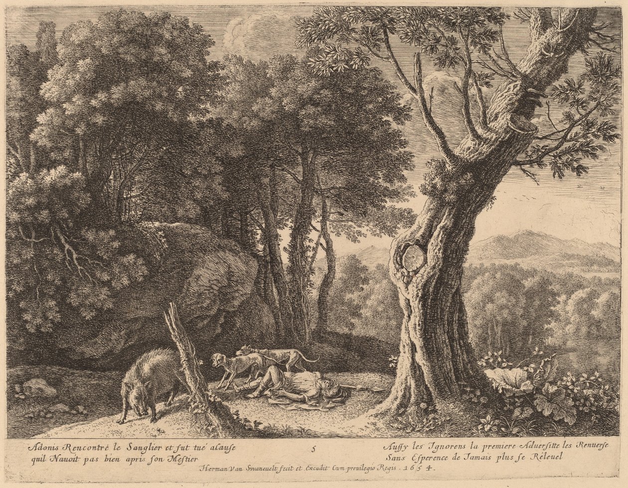 Adonis død af Herman van Swanevelt