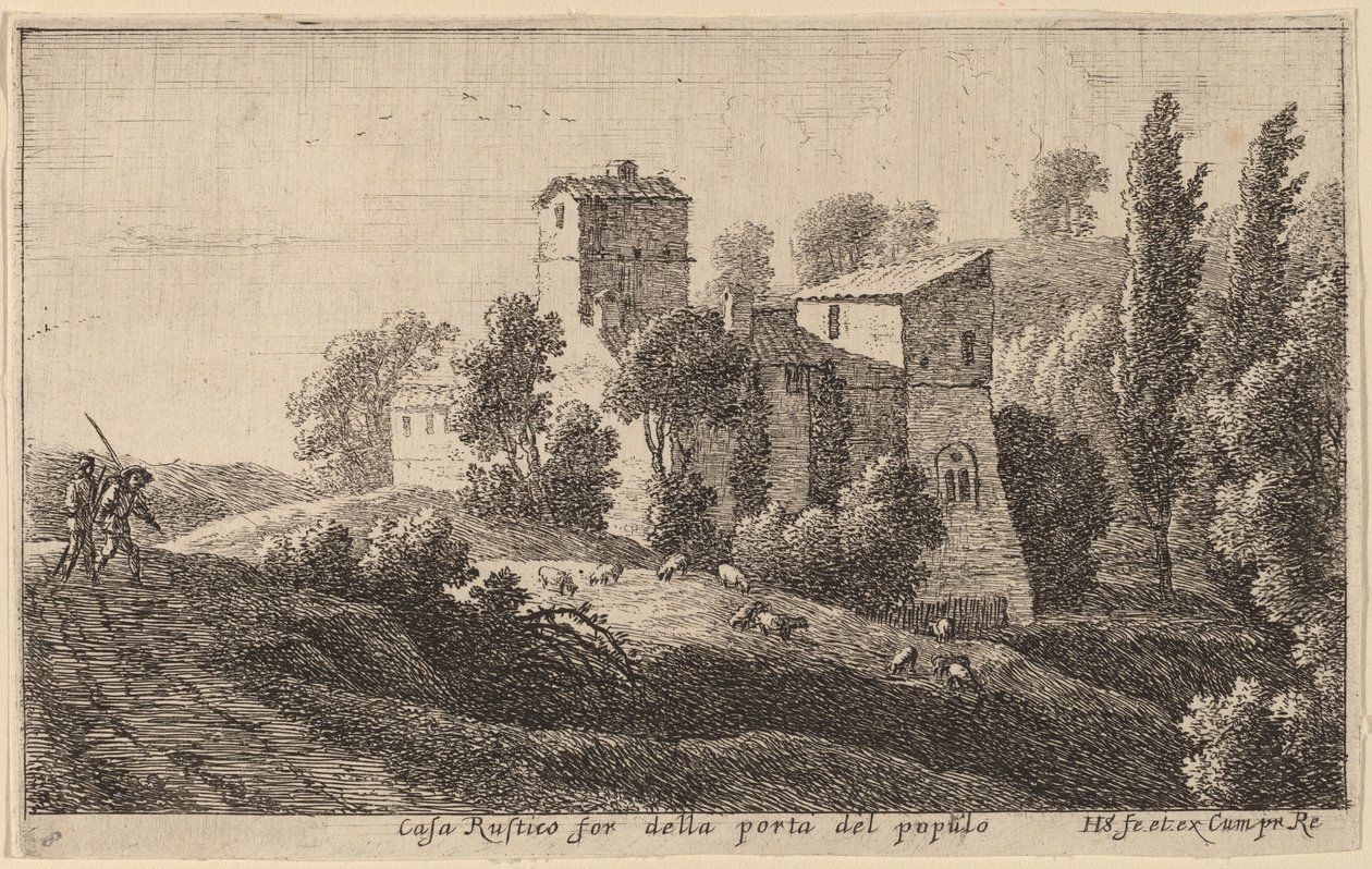 Gård ud over Porta del Popolo af Herman van Swanevelt