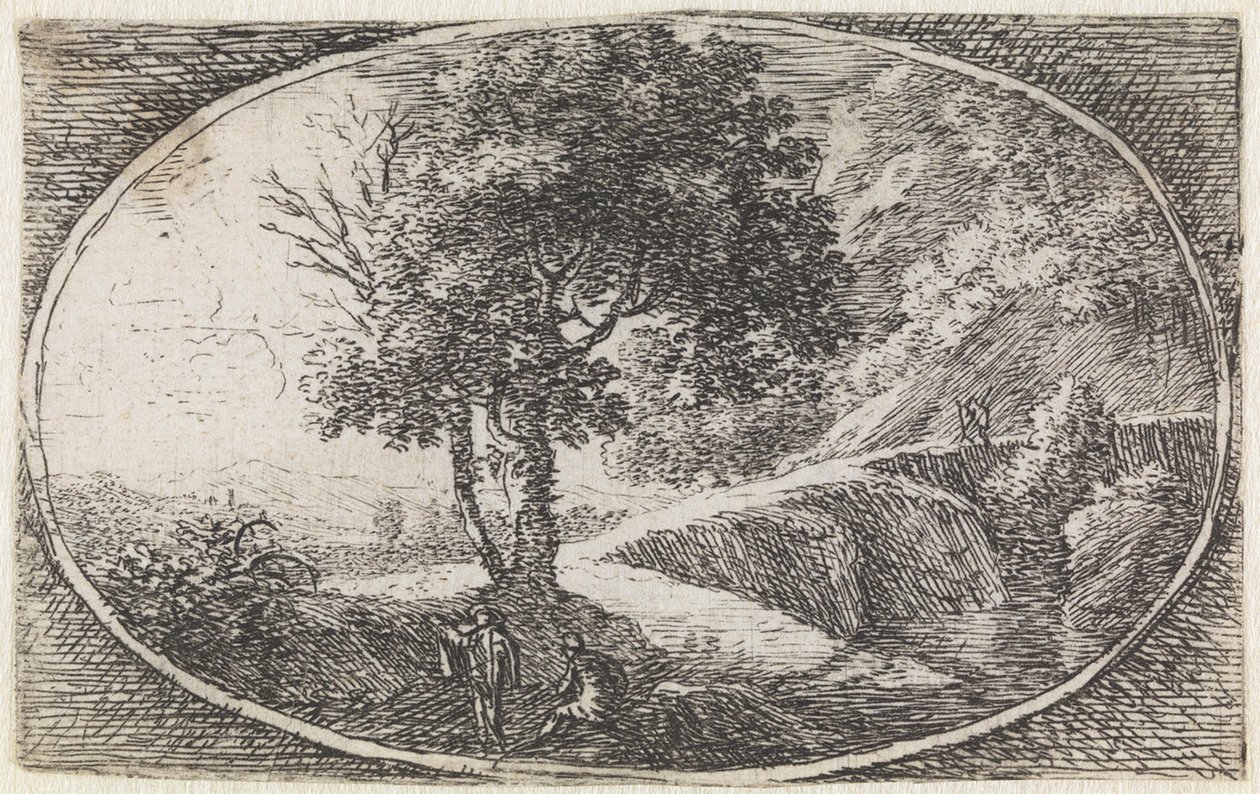 Landskab (nr. 11 i serien: *variae campestrum fantasiae*) af Herman van Swanevelt
