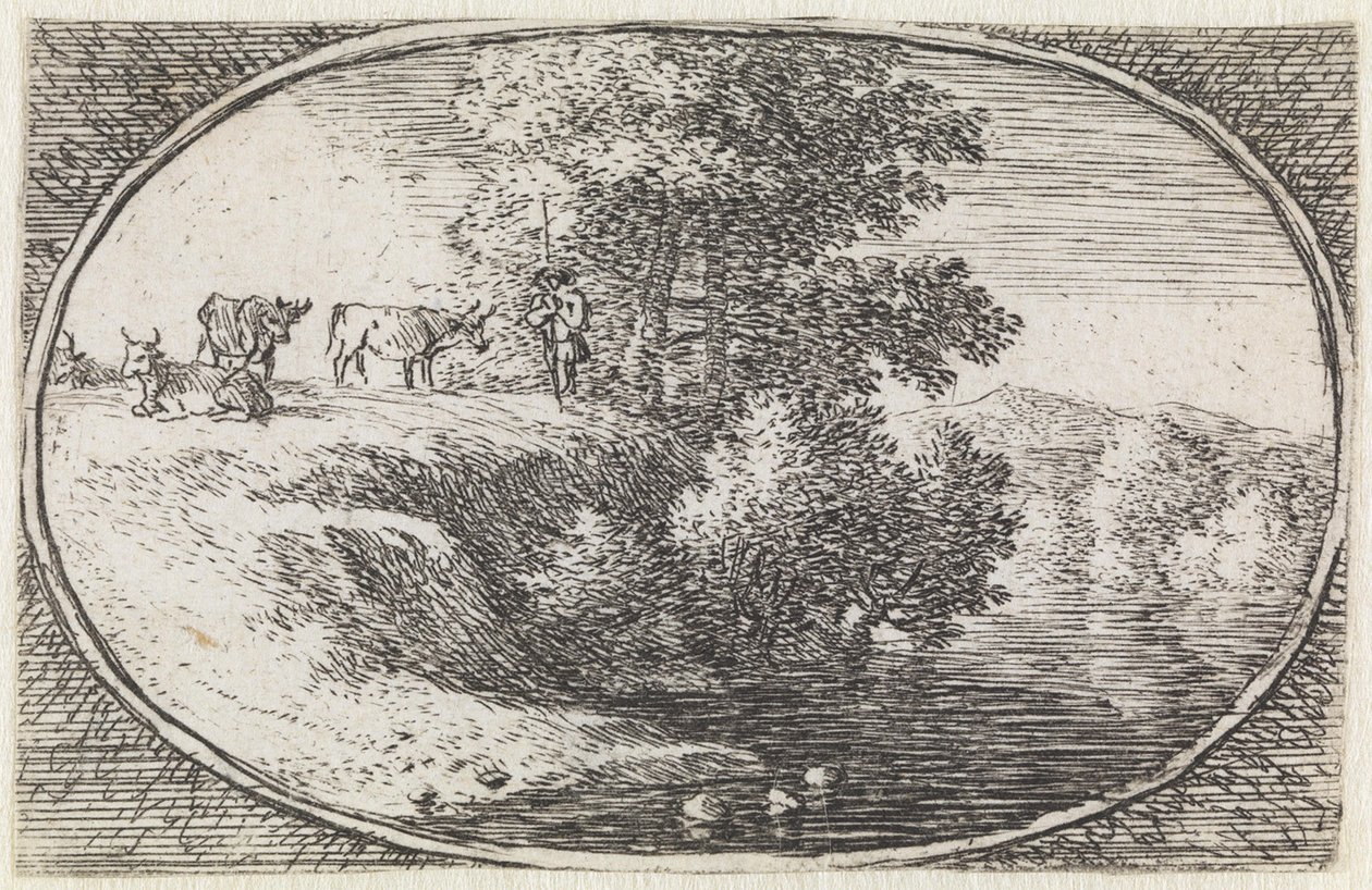 Landskab (nr. 12 i serien: *variae campestrum fantasiae*) af Herman van Swanevelt