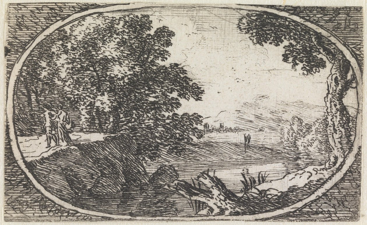 Landskab (nr. 24 i serien: *variae campestrum fantasiae*) af Herman van Swanevelt