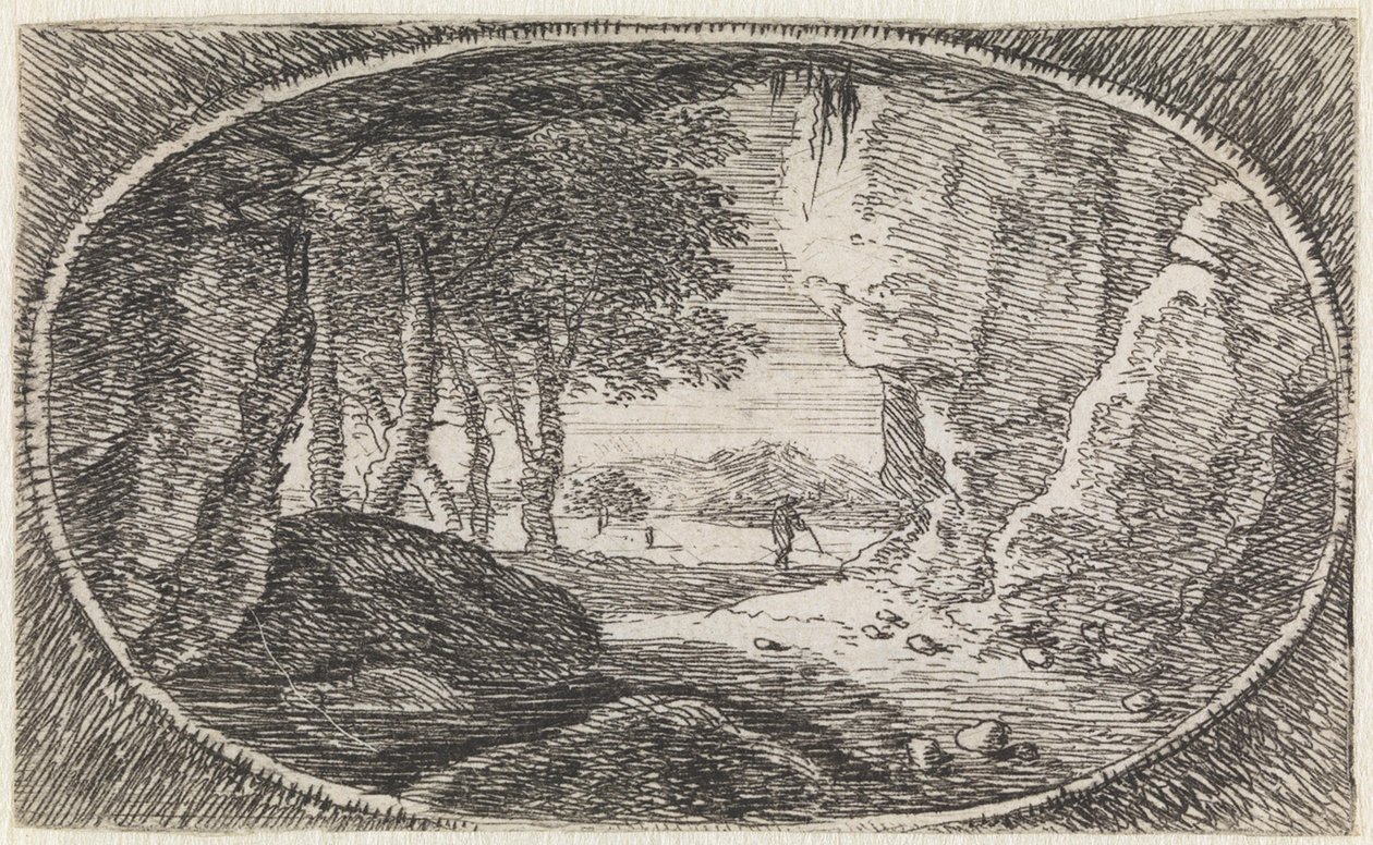 Landskab (nr. 8 i serien: *variae campestrum fantasiae*) af Herman van Swanevelt