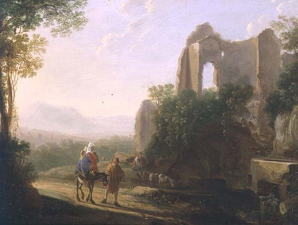 Flugten til Egypten (olie på kobber) af Herman van Swanevelt