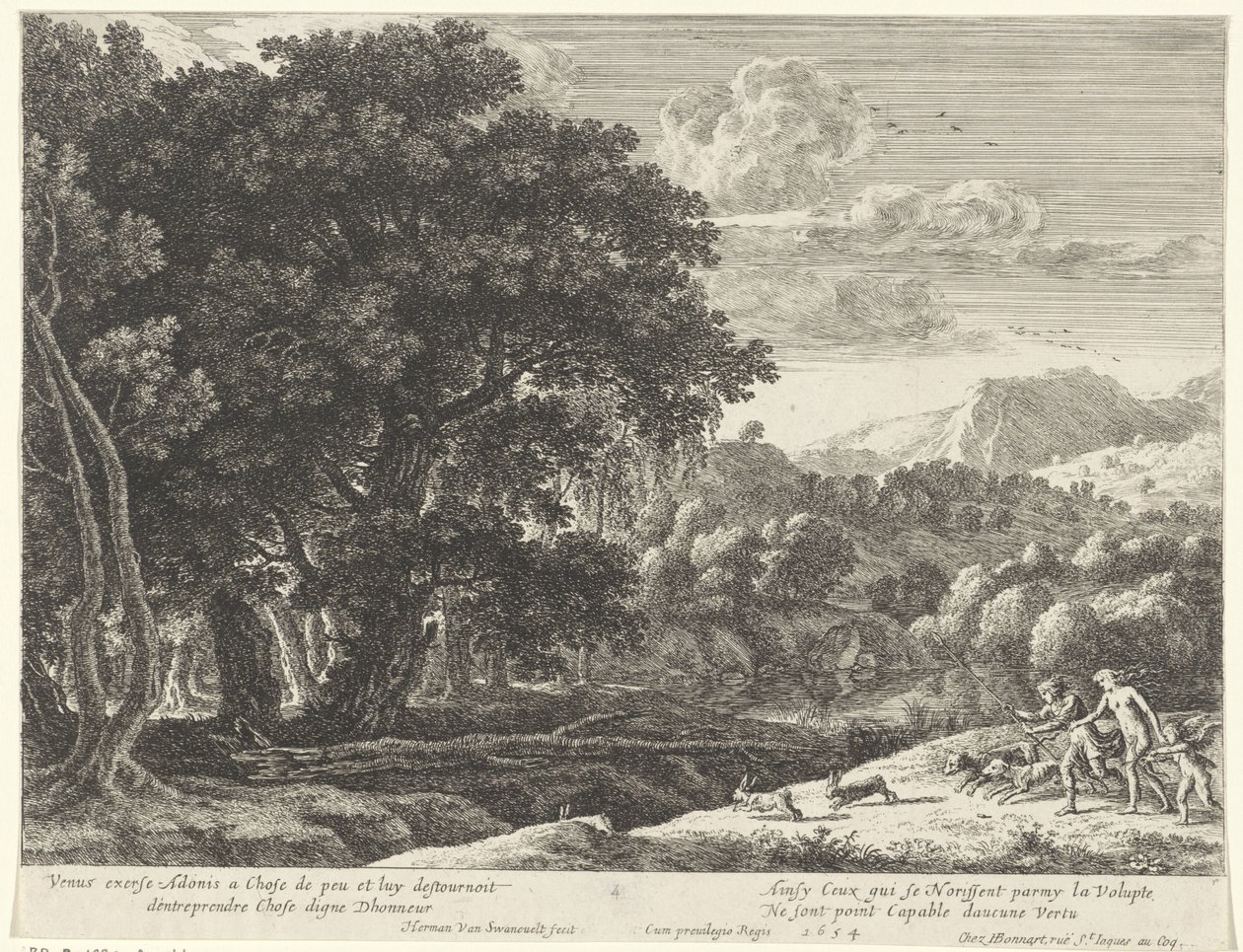 Venus og Adonis på jagt Story of Adonis (serietitel) af Herman van Swanevelt
