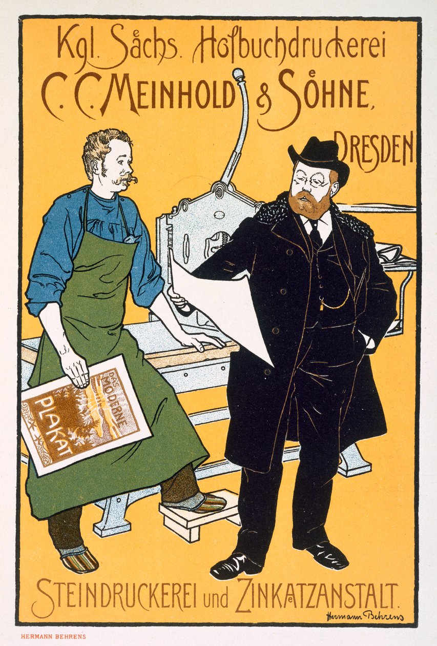 Pster reklame for C. C. Meinhold und Sons litografer, Dresden af Hermann Behrens