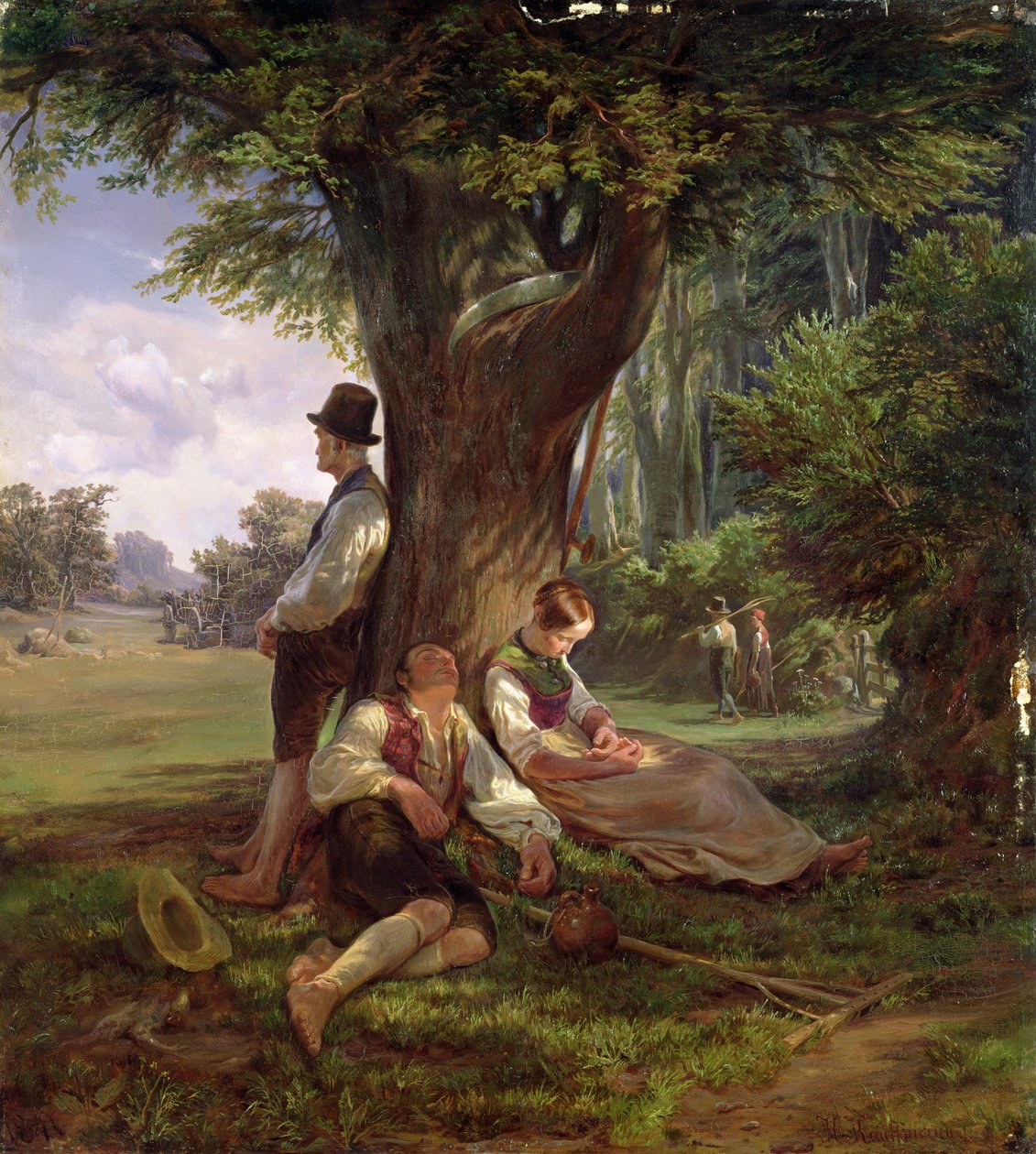 Bønder har en Siesta, 1841 af Hermann Kauffmann