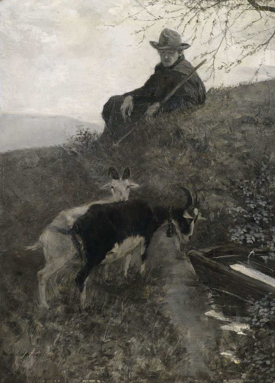 Geder med dyr ved et drikkekar af Hermann Pleuer