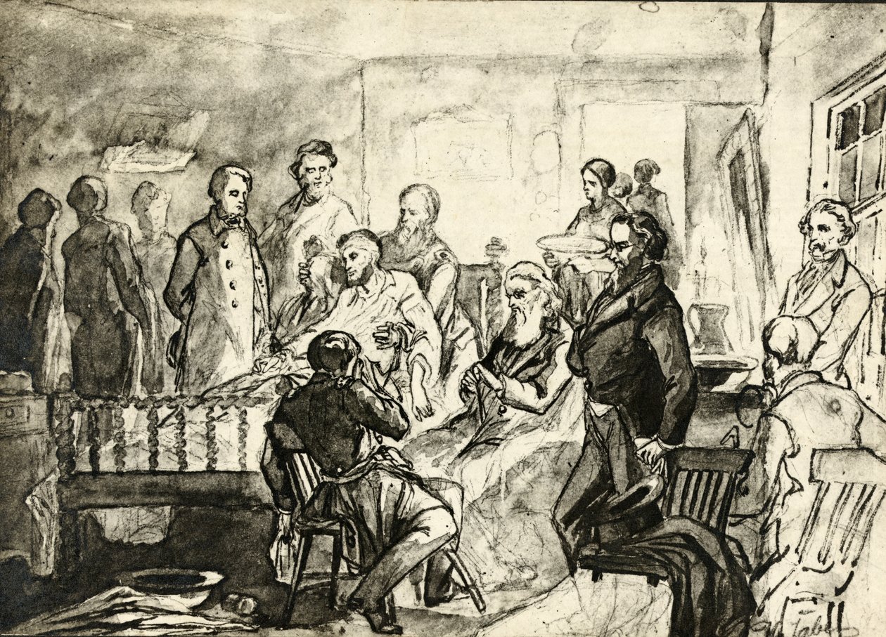 Abraham Lincoln på sit dødsleje, ca. 1865 af Hermann Faber